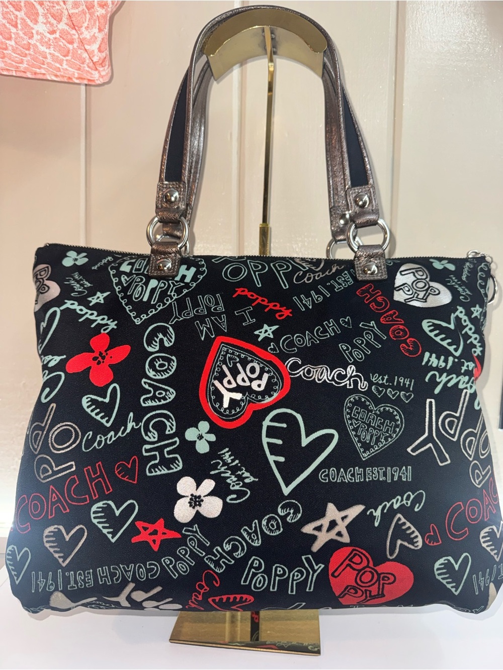 Coach POPPY in Unique Black, Teal, Red & Silver, in Amazing Preloved Condition❤️ - Picture 3 of 14